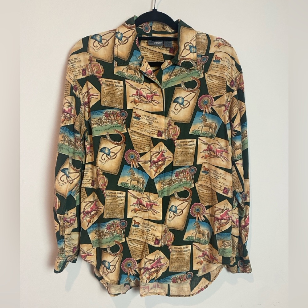 🐎 Vintage Lizwear Equestrian Print Blouse 🐎